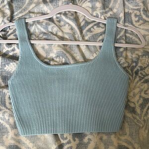 Aritzia Green Ribbed Crop Tank Top Sleeveless